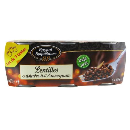 Raynal & Roquelaure Rr Lentilles Cuisinées À L Auvergnate Lot De 3 X 200G