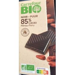 Carrefour Bio 100G Tablette Chocolat Noir 85% Perou Crf