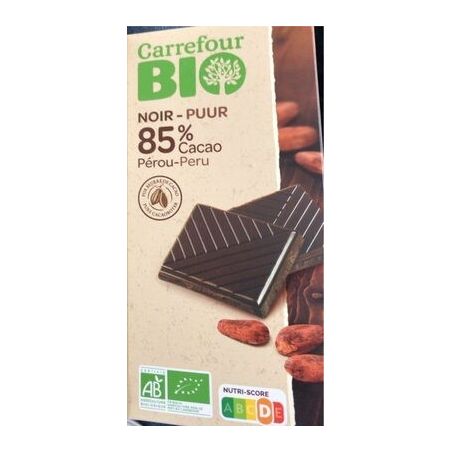 Carrefour Bio 100G Tablette Chocolat Noir 85% Perou Crf