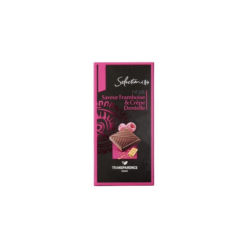 Carrefour Selection 100G Chocolat Noir Framboise Et Crepedentelle Crf Sélection