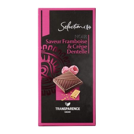 Carrefour Selection 100G Chocolat Noir Framboise Et Crepedentelle Crf Sélection