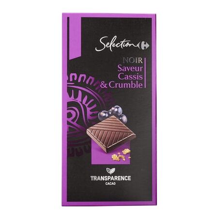 Carrefour Selection 100G Chocolat Noir Cassis Et Crumble Crf Sélection