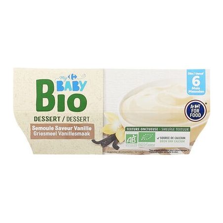 Crf Baby Bio 4X100G Dessert Lacte Saveur Semoule Vanille