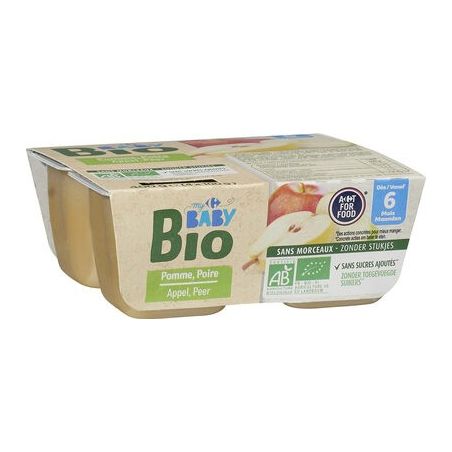 Crf Baby Bio 4X100G Compote Pomme/Poire