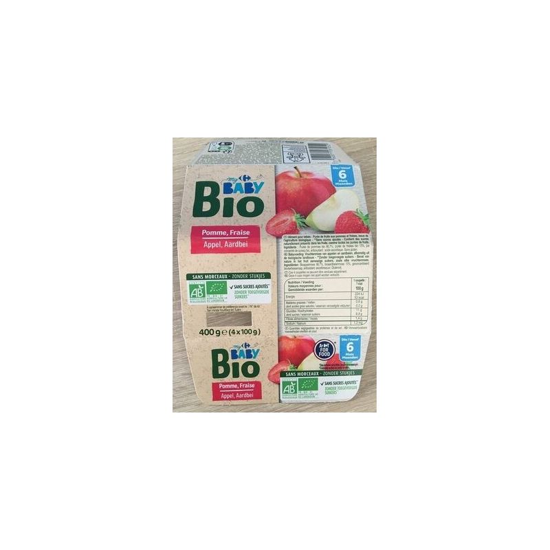 Crf Baby Bio 4X100G Compote Pomme/Fraise