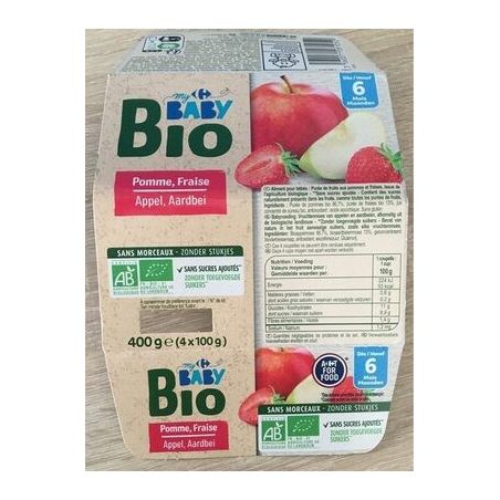 Crf Baby Bio 4X100G Compote Pomme/Fraise