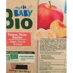 Crf Baby Bio 4X100G Compote Pomme/Peche/Banane