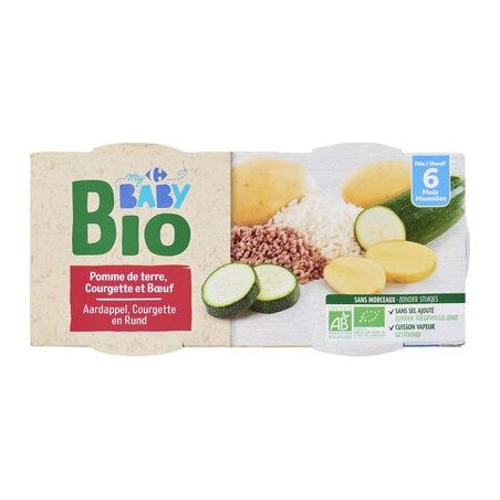 Crf Baby Bio 2X200G Plats Bœuf Courgettes