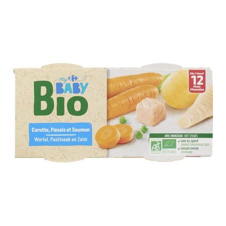 Crf Baby Bio 2X200G Plats Carotte Panais Saumon