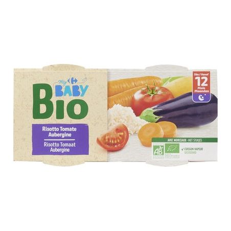 Crf Baby Bio 2X200G Plats Risotto Tomates Aubergine