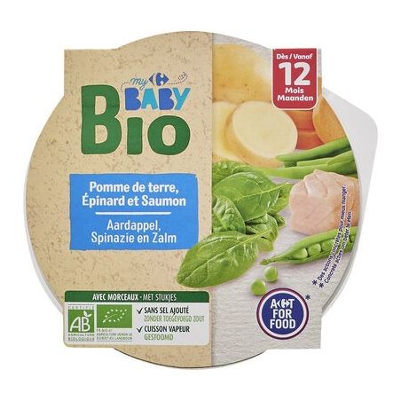 Crf Baby Bio 230G Assiette Epinard Saumon 12M