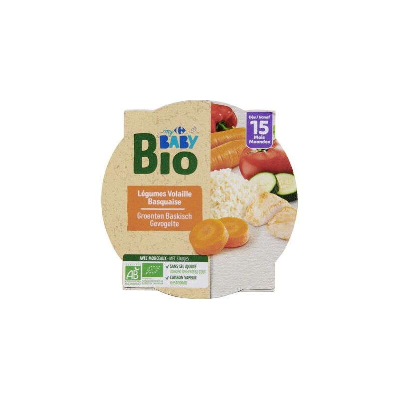 Crf Baby Bio 230G Plat Legumes Volaille Basquaise 15M