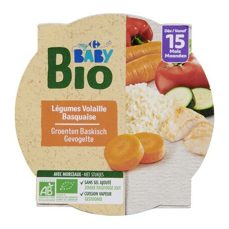 Crf Baby Bio 230G Plat Legumes Volaille Basquaise 15M