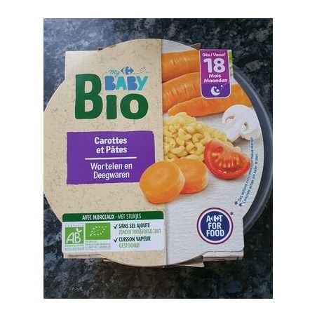 Crf Baby Bio 260G Plat Carottes Et Pates Dès 18 Mois