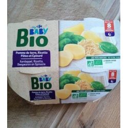Crf Baby Bio 2X200G Plat Bébé 8Mois Pomme De Terre Ricotta Ptes Epinard