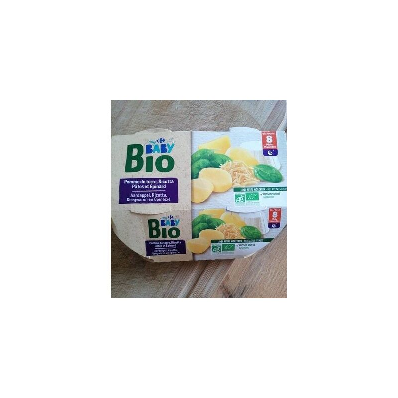 Crf Baby Bio 2X200G Plat Bébé 8Mois Pomme De Terre Ricotta Ptes Epinard