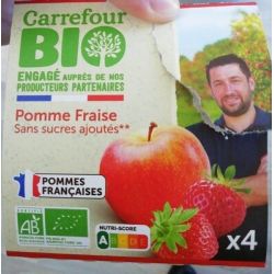 Carrefour Bio 4X100G Compote Pomme Faise Sans Sucre Ajouté Crf