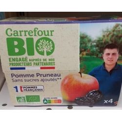 Carrefour Bio 4X100G Compote Pomme Pruneau Sans Sucre Ajouté Crf