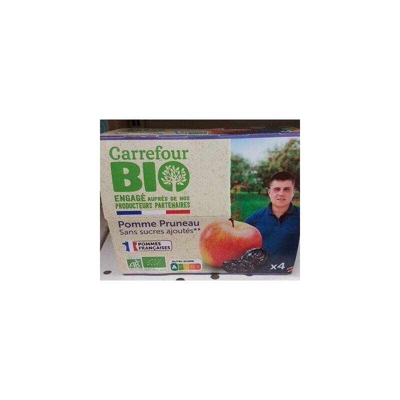 Carrefour Bio 4X100G Compote Pomme Pruneau Sans Sucre Ajouté Crf