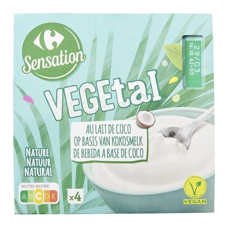 Crf Classic 4X100G Yaourt Végétale Nature Lait De Coco Sensation