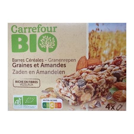 Carrefour Bio 4X25G Barres Graines Et Amandes Crf