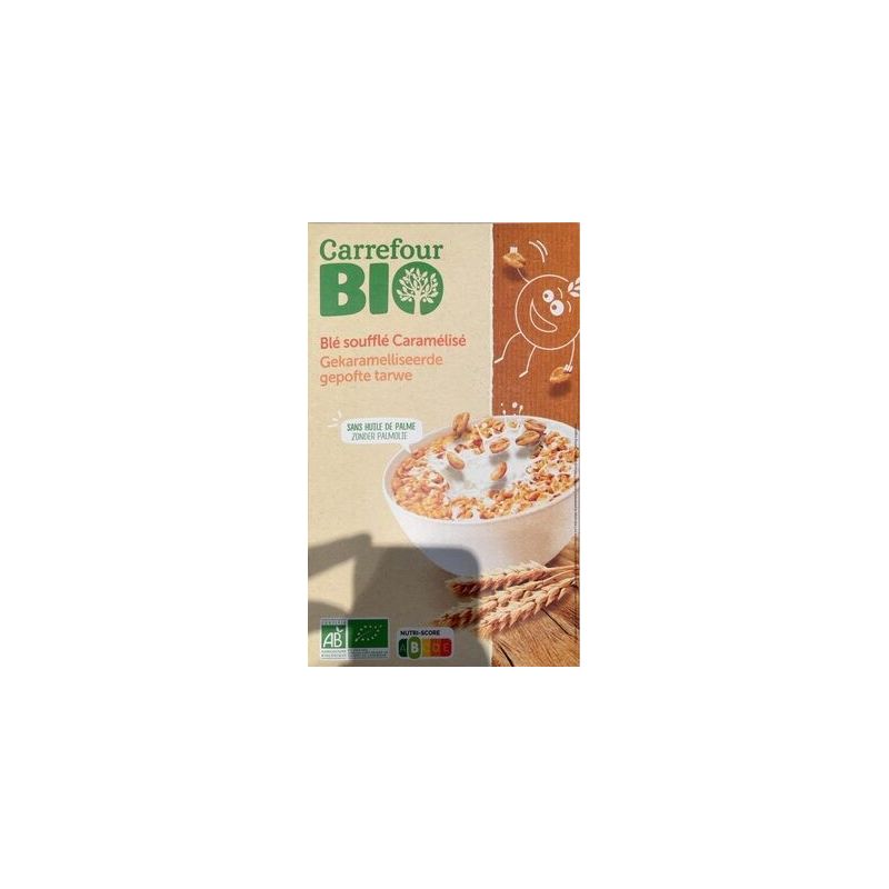 Carrefour Bio 375G Céréales Blé Soufflé Caramélisé Crf