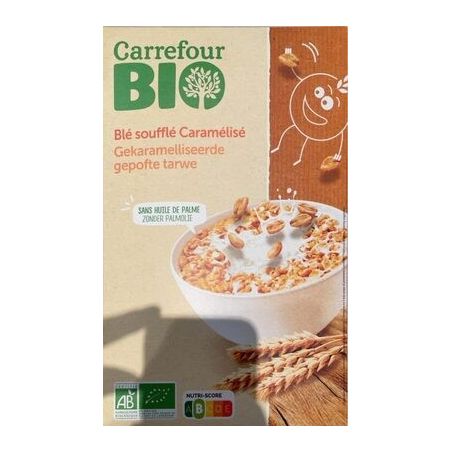 Carrefour Bio 375G Céréales Blé Soufflé Caramélisé Crf