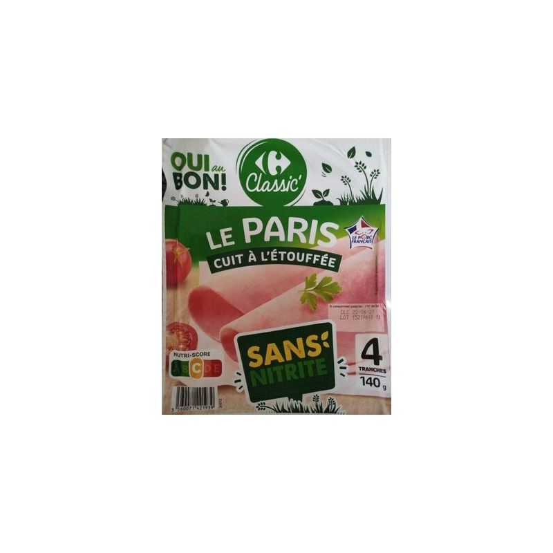 Crf Classic 140G X4 Tranches Jambon Le Paris À L'Etouffée Sans Nitrite