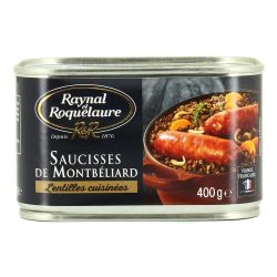 Raynal Et Roquelaure Plat Cuisiné Saucisses De Montbéliard Lentilles : La Boite 400G