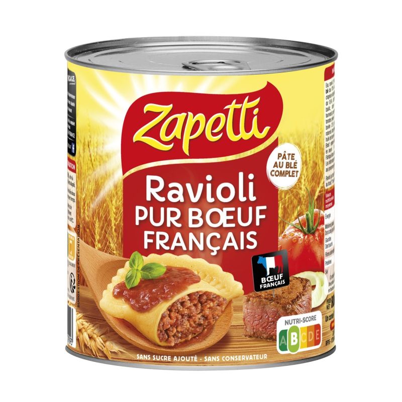 Zapetti Ravioli Pur Bœuf : La Boite De 800 G