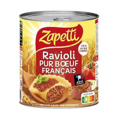 Zapetti Ravioli Pur Bœuf : La Boite De 800 G