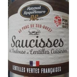 Raynal Et Roquelaure Saucisses De Toulouse Lentilles Cuisinées Au Porc Du Sud Ouest 800 G