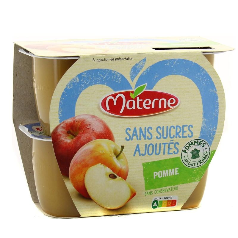 Materne Compote Sans Sucre Ajouté Pomme 4X100G