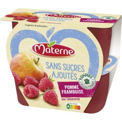 Materne Compotes De Pomme & Framboise Sans Sucre Ajouté : Les 4 Pots 100G
