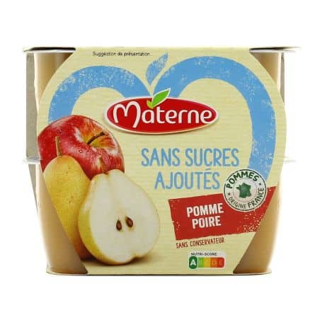 Materne Compotes Pomme Poire S/Sucres Ajoutés : Les 4 Pots De 100 G