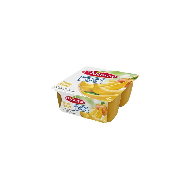 Materne Compotes De Pomme & Banane Sans Sucre Ajouté : Les 4 Pots 100G