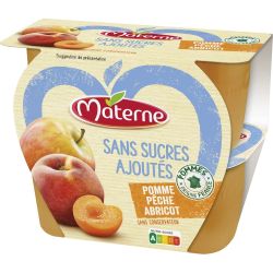 Materne Compotes Pomme Pêche Abricot S/Sucres Ajoutés : Les 4 Pots De 97G