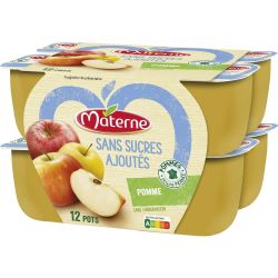 Materne Compotes De Pommes Sans Sucres Ajoutés : Les 12 Pots 100G