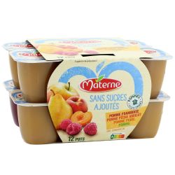 Materne Compotes Panaché 4 Parfums Sans Sucre Ajouté : Les 12 Pots - 1191 G
