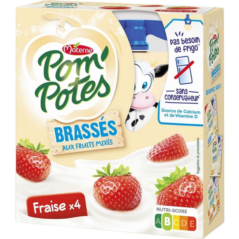 Pom'Potes Gourdes Brassés Fraises 10X85 G