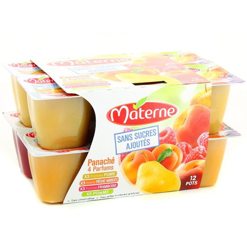 Materne Sans Sucres Ajoutes Panache Pomme 3X100G + P.Poire 3X100G+P