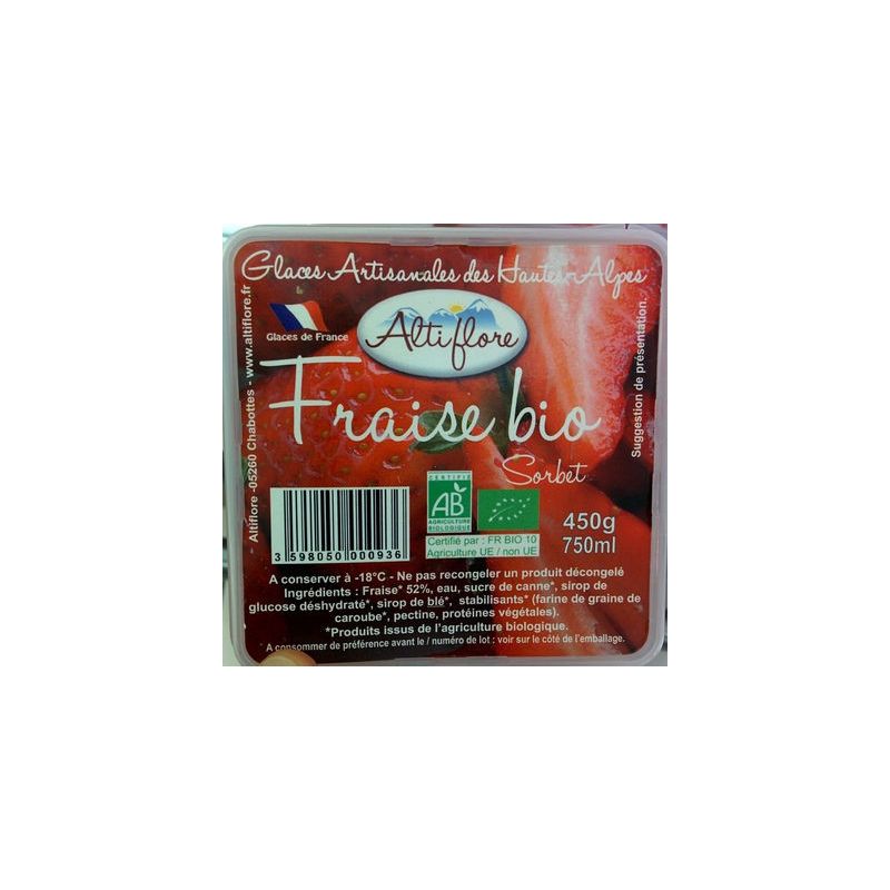 Alti Flore 450G Sorbet Fraise Bio