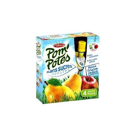 Pom'Potes Compotes En Gourde Pomme-Poire Sans Sucre Ajoutés : Les 4 Gourdes De 90 G