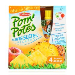 Materne Pack 4X90G Pom Pote Pomme/Ananas Sans Sucre Ajoute