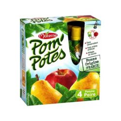 Pom'Potes Compotes En Gourde Pomme Poire : Les 4 Gourdes De 90 G