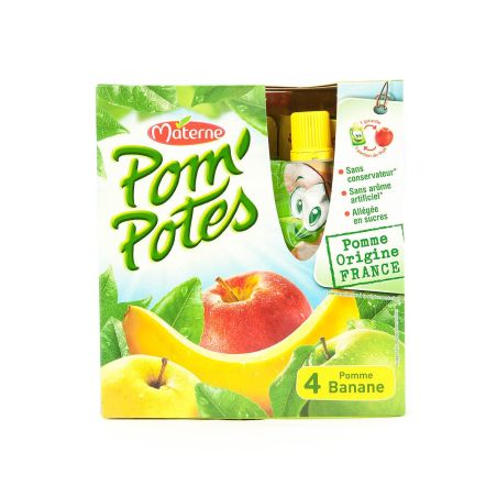 Pom'Potes Compotes En Gourde Pomme Banane : Les 4 Gourdes De 90 G