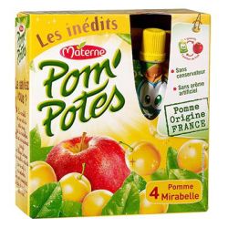 Pom'Potes Compotes En Gourde Pomme Mirabelle : Les 4 Gourdes De 90 G