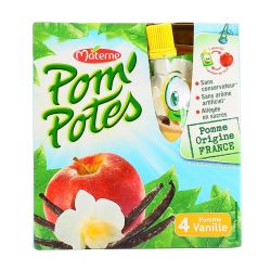 Pom'Potes Compotes En Gourde Pomme Vanille Materne : Les 4 Gourdes De 90G