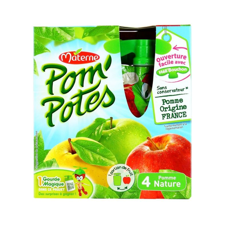 Pom'Potes Compotes En Gourde Pomme : Les 4 Gourdes De 90 G