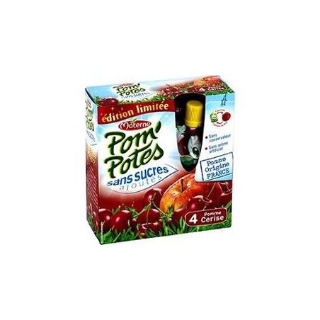 Materne Pack 4X90G Pom Potes Pomme Cerise Sans Sucre Ajoute